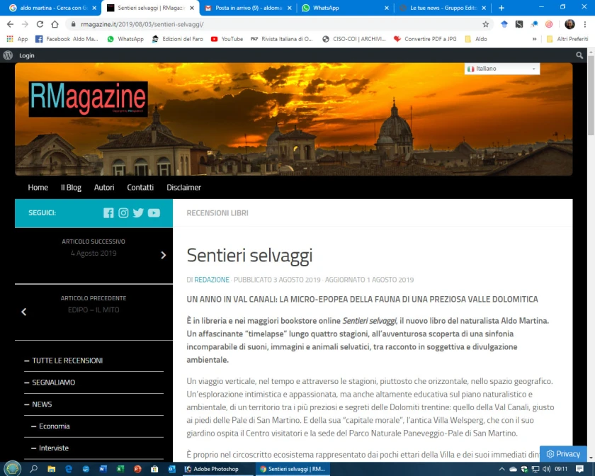 "SENTIERI SELVAGGI" DI ALDO MARTINA. RECENSIONE DALLA REDAZIONE DI RMAGAZINE.IT