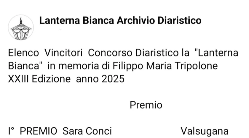 Sara Conci vince il Primo Premio al Concorso "Lanterna Bianca" 2025