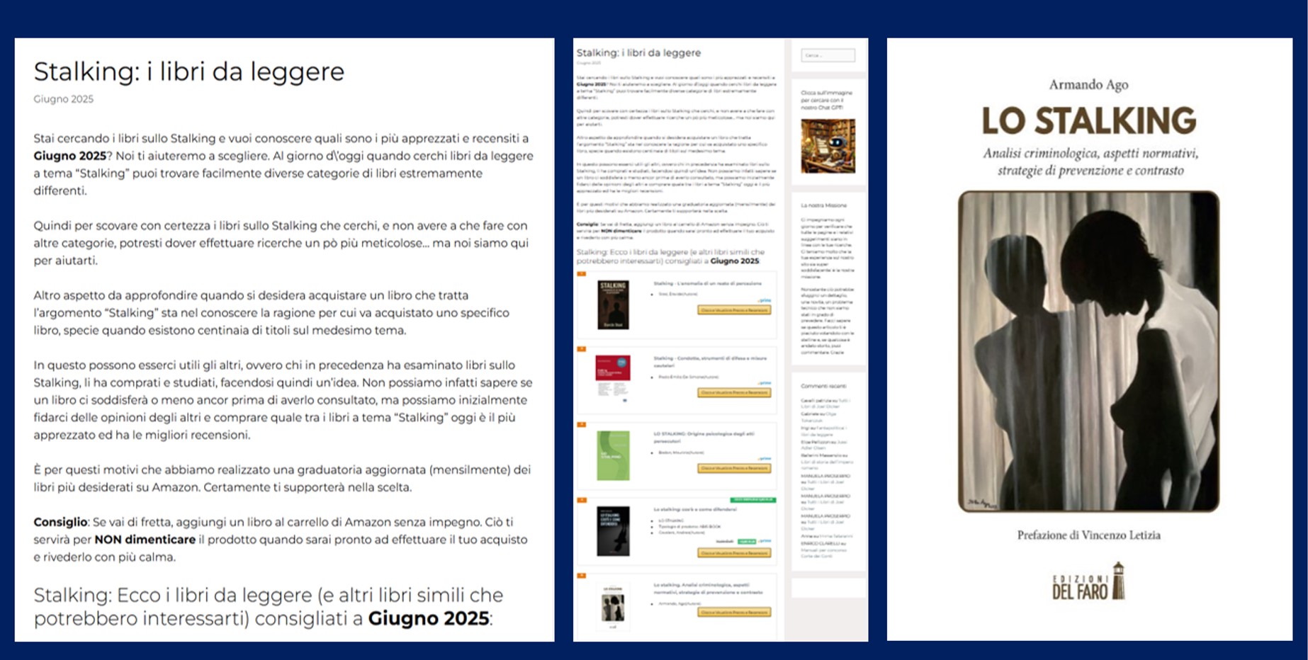 "Lo stalking" tra i libri consigliati per il sito www.libripiuvenduti.it