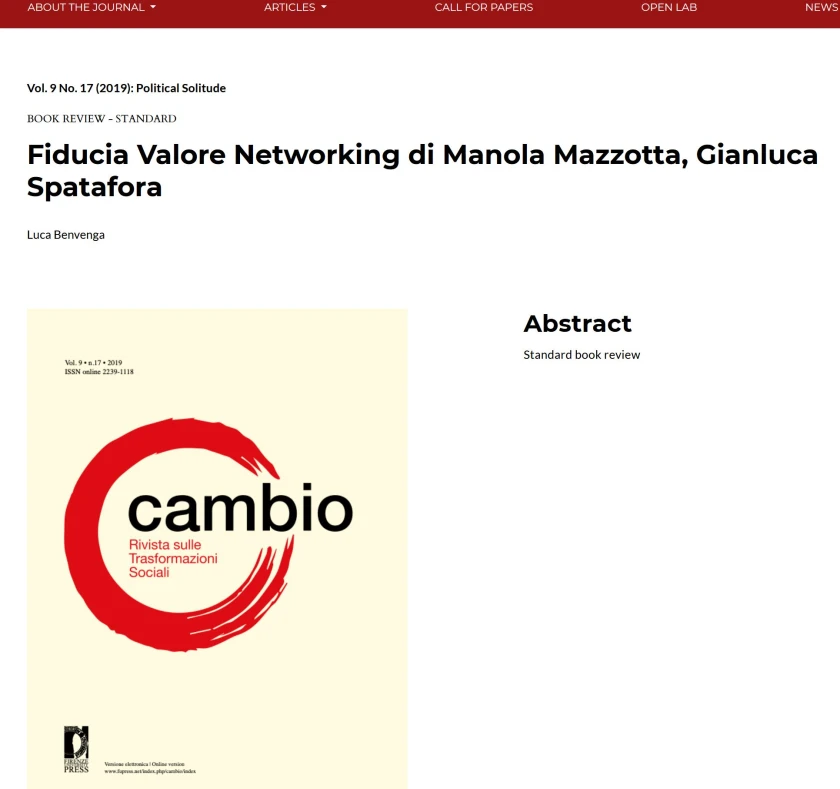 "Fiducia Valore Networking" recensito su "Cambio"