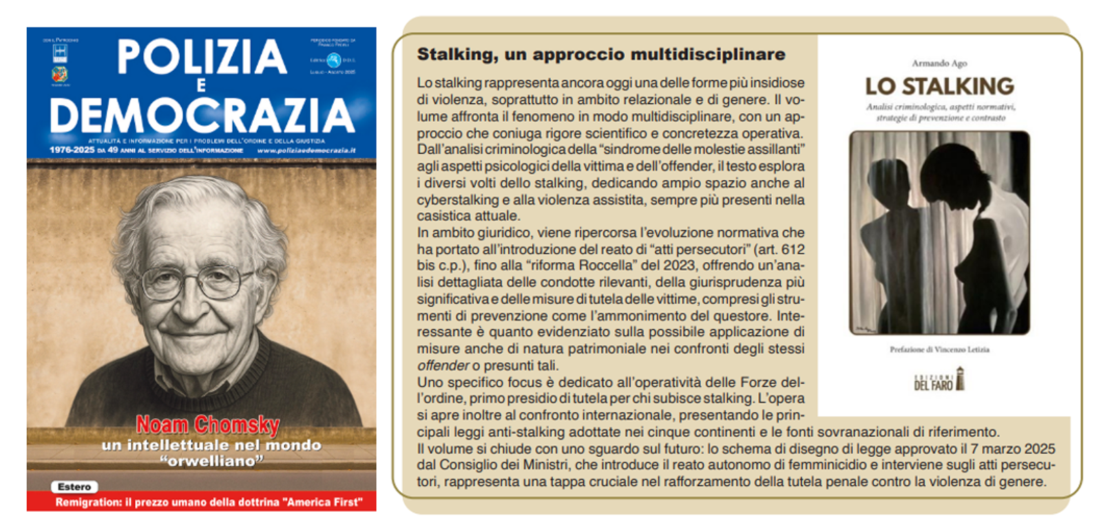 Polizia e Democrazia recensisce "Lo stalking": un'analisi multidisciplinare tra attualità e prospettive future