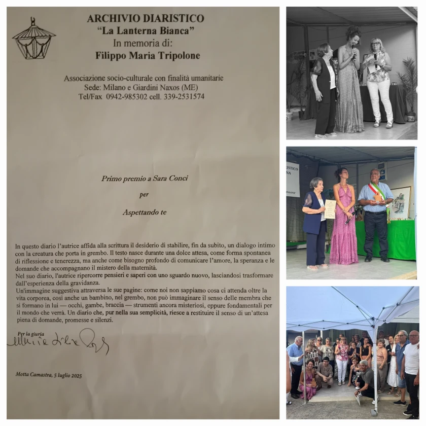 Sara Conci a Motta Camastra per il primo premio de "La lanterna Bianca" 2025