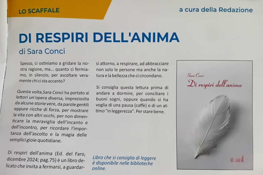 "Di respiri dell'anima" consigliato sulla rivista "Vivi Trento"