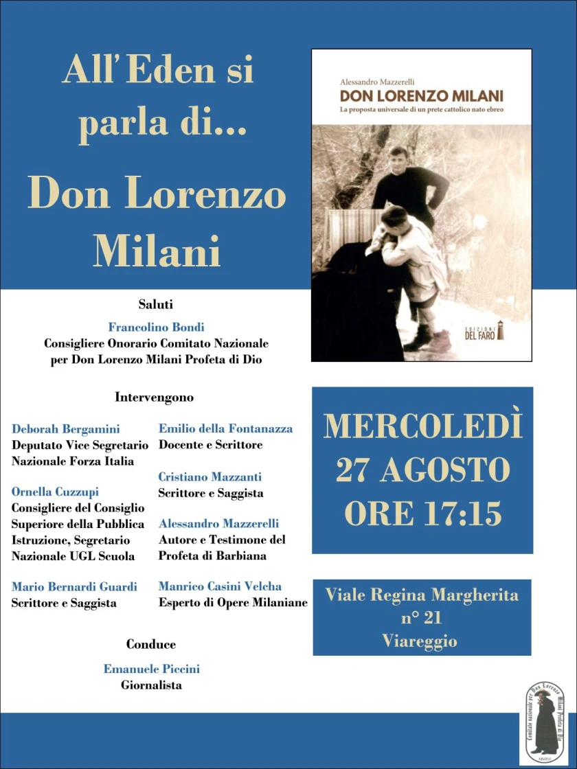 All'Eden di Viareggio si parla di Don Lorenzo Milani
