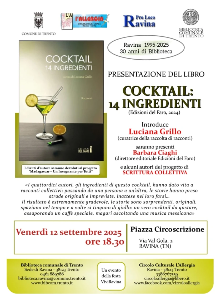 I 14 ingredienti del cocktail in dialogo con Luciana Grillo a Ravina (TN)