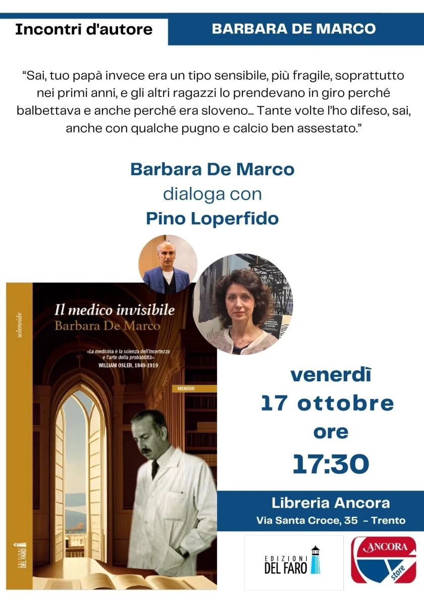"Il medico invisibile" di Barbara De Marco alla libreria Ancora di Trento