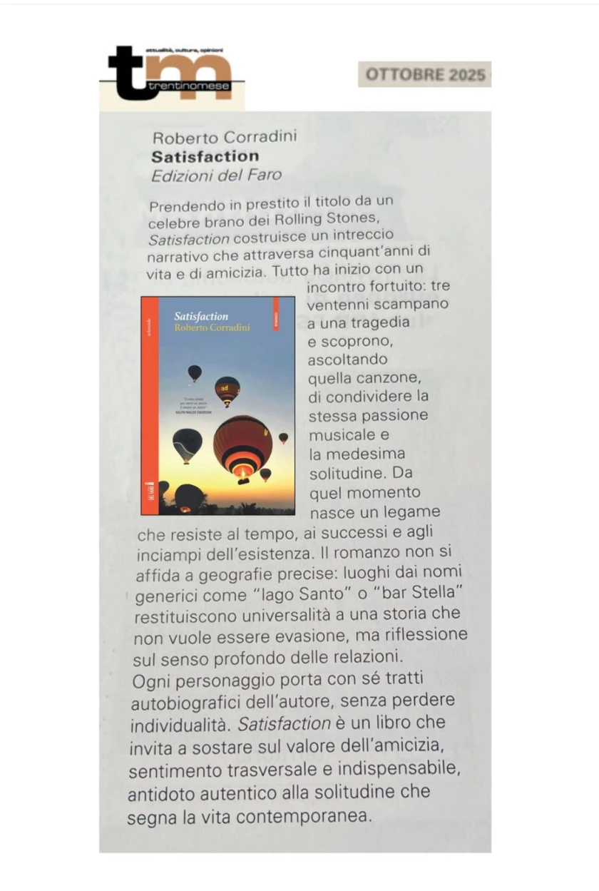 Recensione di "Satisfaction" su TrentinoMese