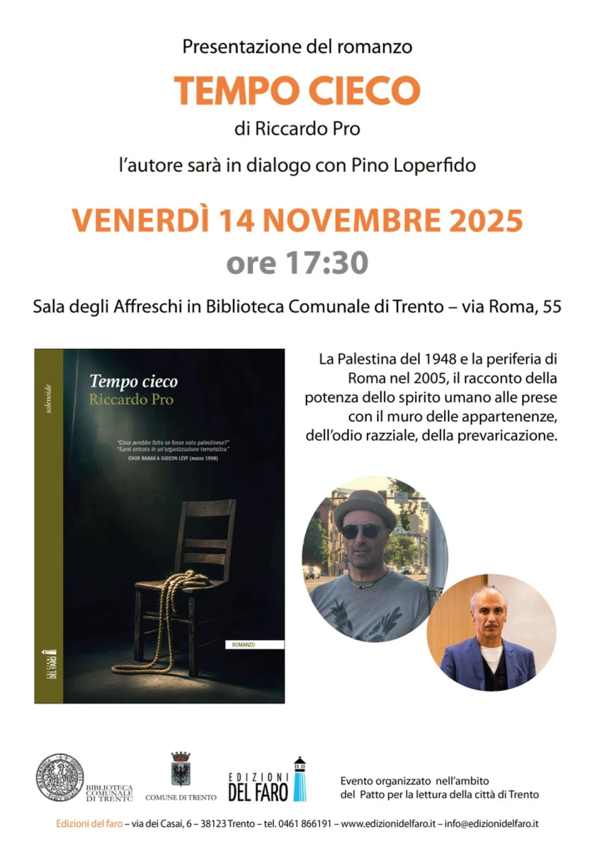 Riccardo Pro presenta "Tempo cieco" in biblioteca comunale a Trento