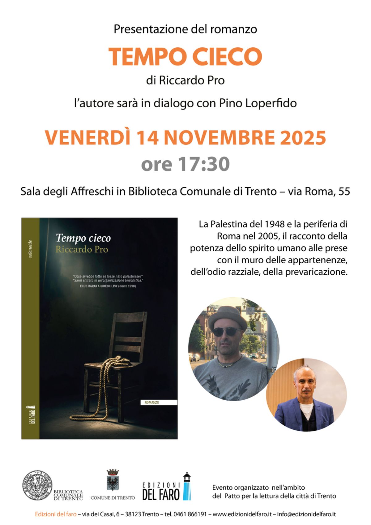 Riccardo Pro presenta "Tempo cieco" in biblioteca comunale a Trento