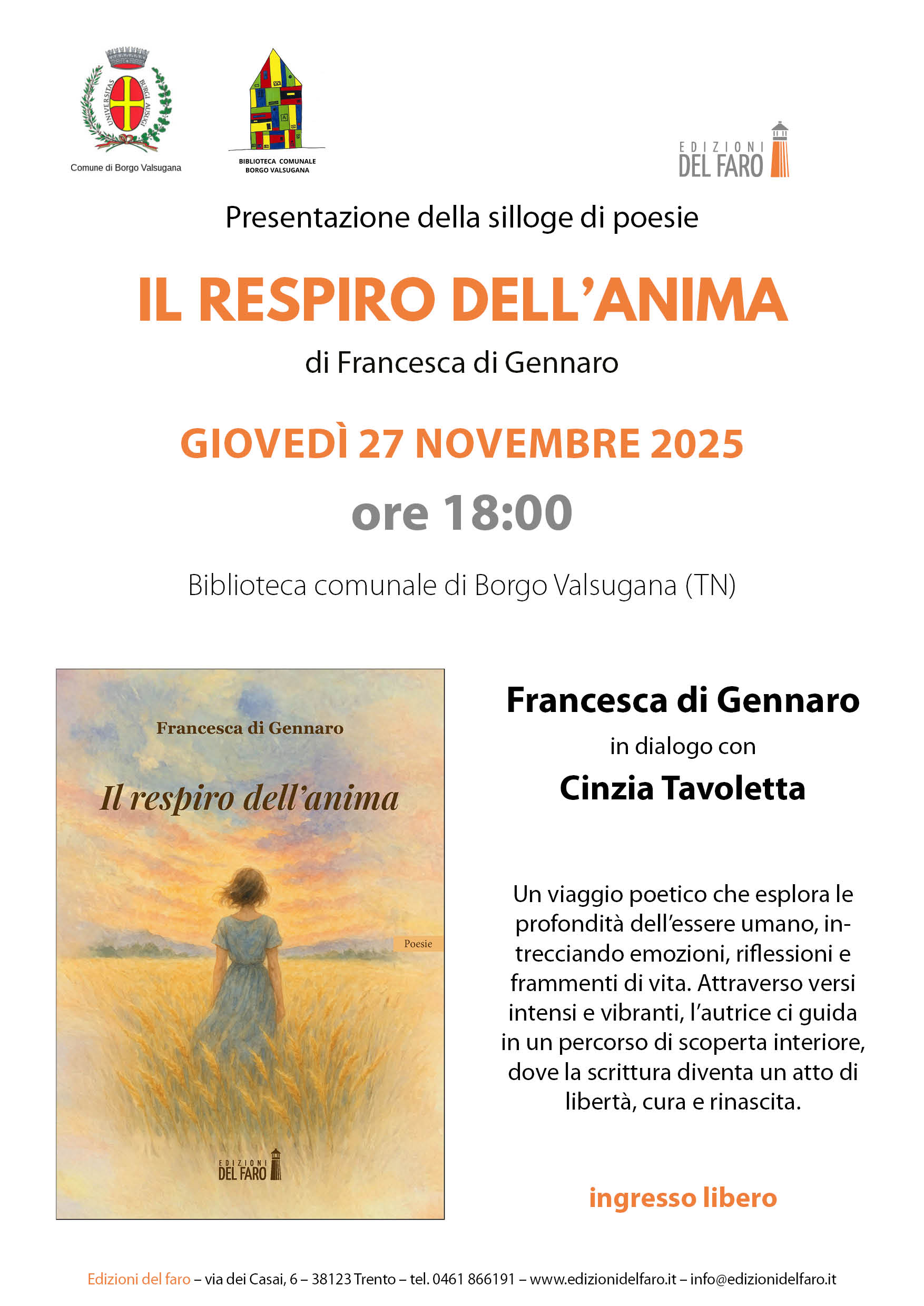 "Il respiro dell'anima" di Francesca di Gennaro in biblioteca a Borgo Valsugana (TN)