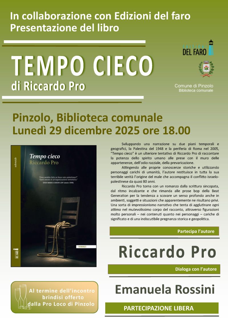 "Tempo cieco", il nuovo romanzo di Riccardo Pro in biblioteca a Pinzolo