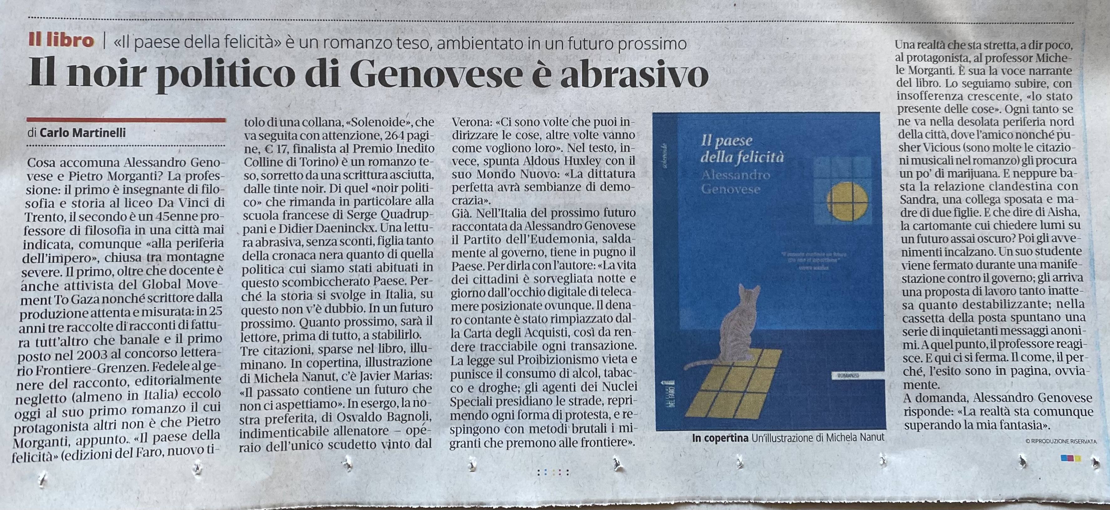 "Il paese della felicità"  sul quotidiano "il T"