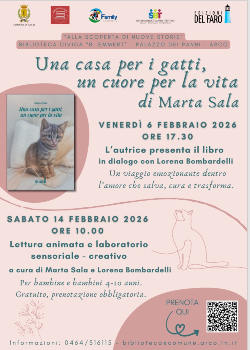 Presentazione di "Una casa per I gatti, un cuore per la vita" di Marta Sala presso la Biblioteca Comunale di Arco