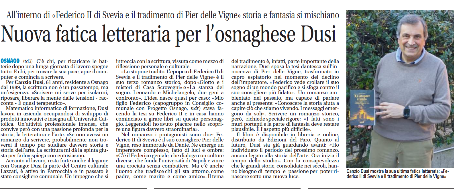 articolo su Giornale di Merate