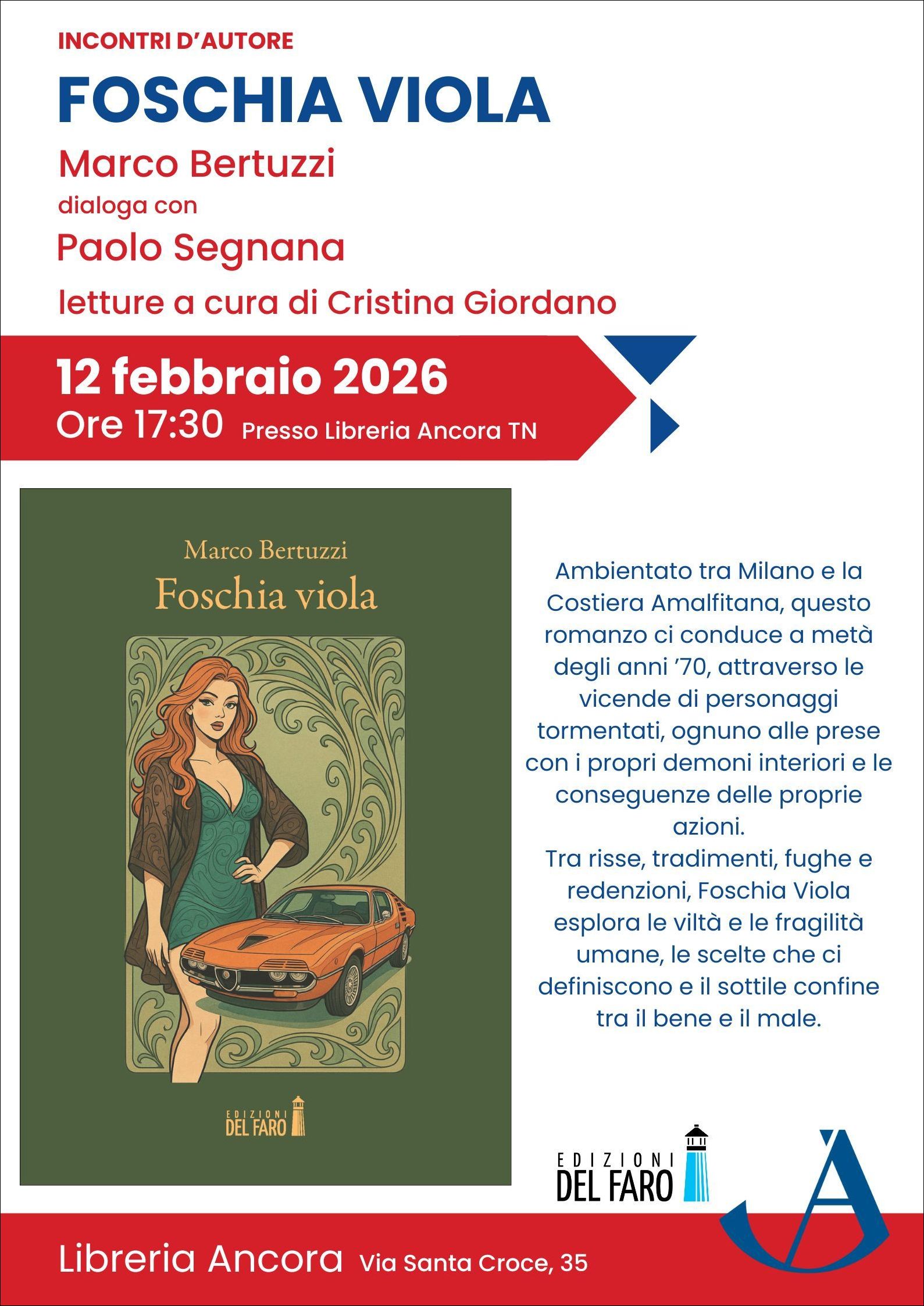 Presentazione del nuovo romanzo di Marco Bertuzzi alla libreria Ancora di Trento