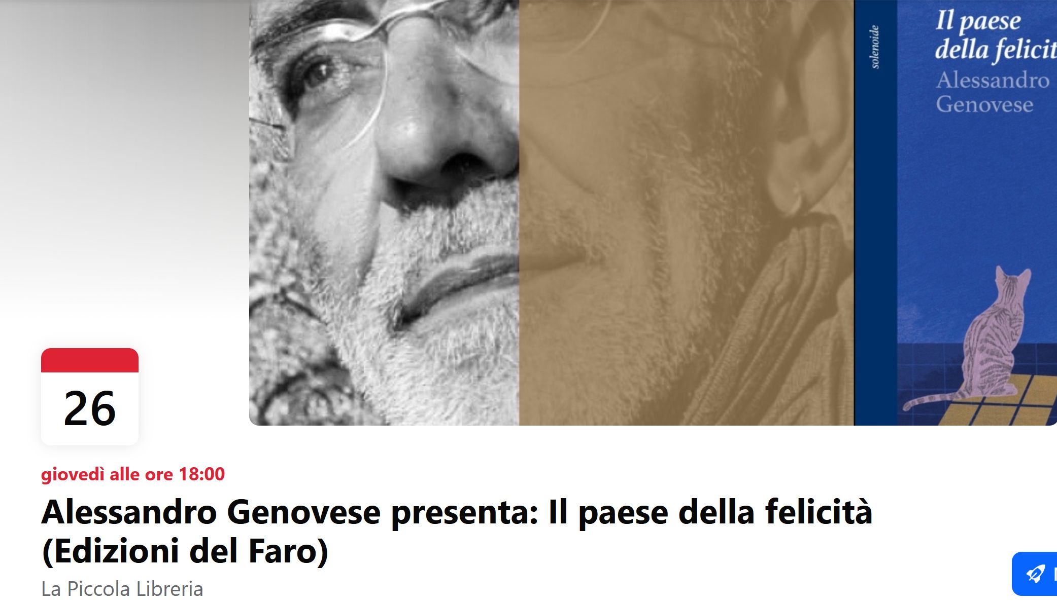 "Il paese della felicità" alla Piccola Libreria di Levico (TN)