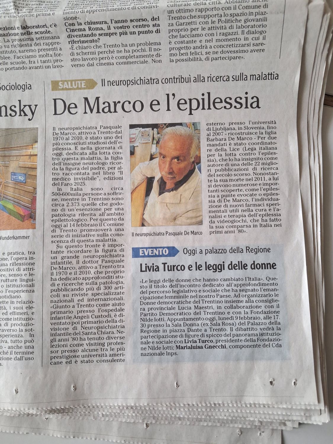 Nella giornata internazionale dell'epilessia si ricorda il dottor De Marco