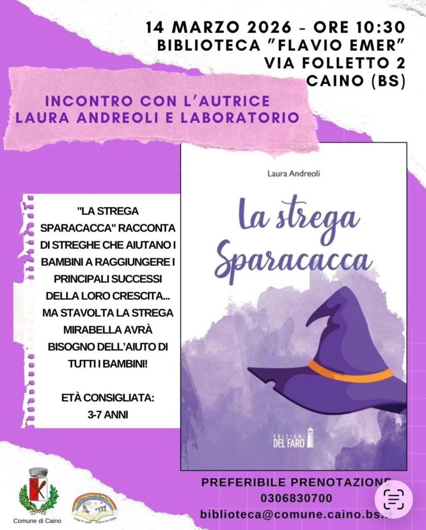 Arriva la streghetta Mirabella in biblioteca a Caino (BS)