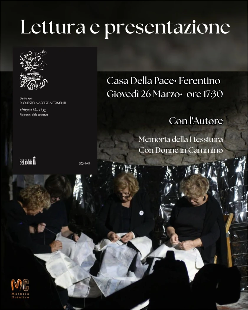 La nuova silloge di Danilo Paris alla Casa della Pa IIce di Ferentino (FR)