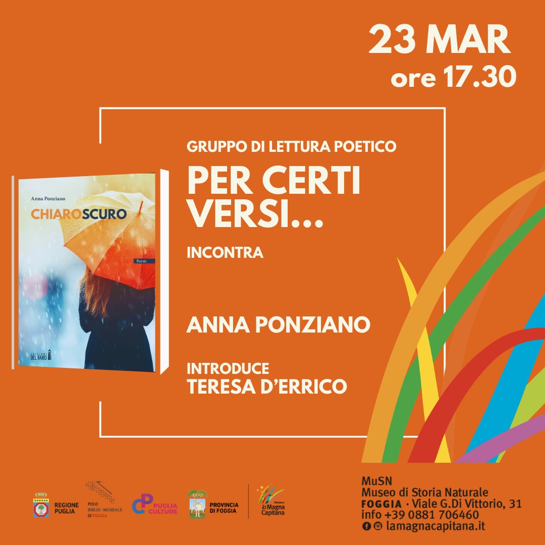 Incontro con Anna Ponziano e la sua ultima sillogei Chiaroscuro,