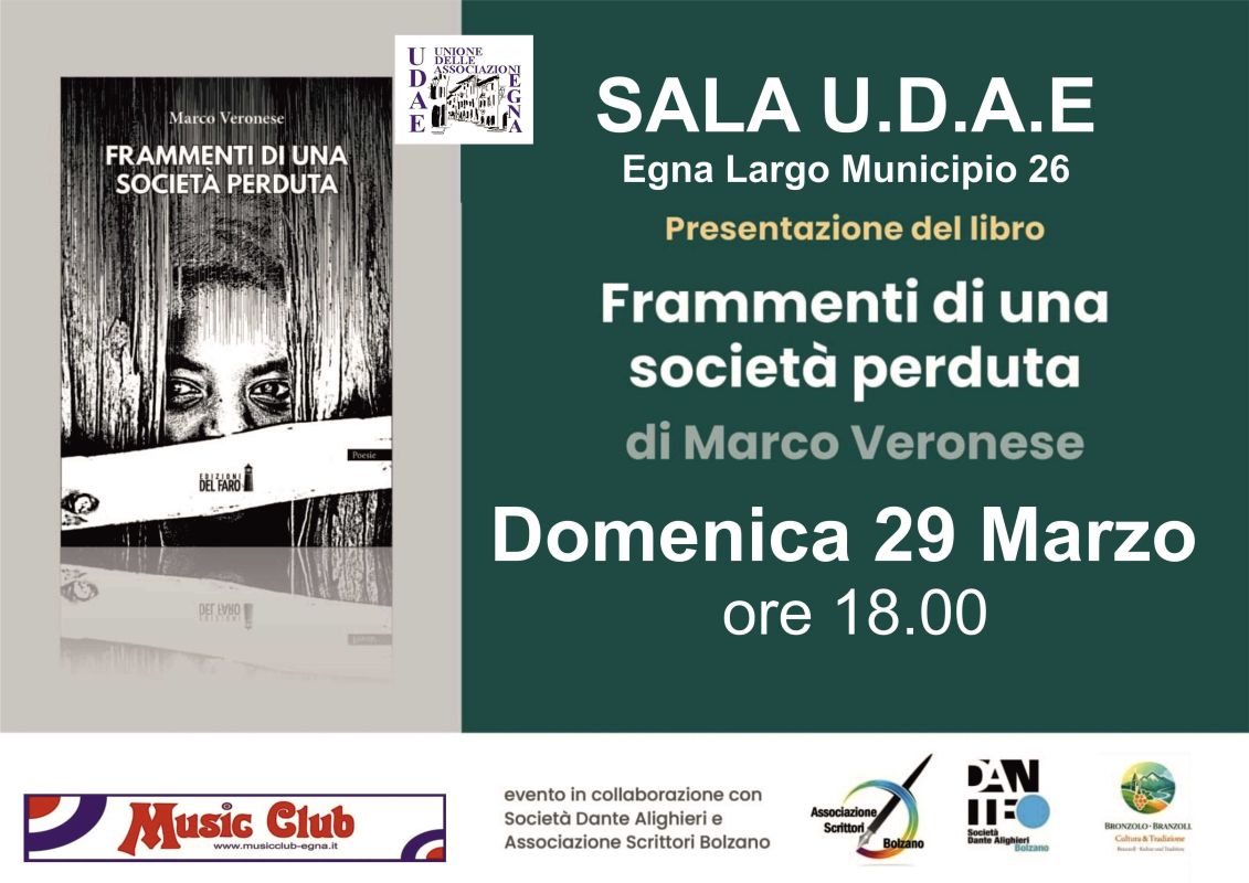 Prosegue il tour di Veronese che arriva a Egna (BZ) con la sua nuova silloge