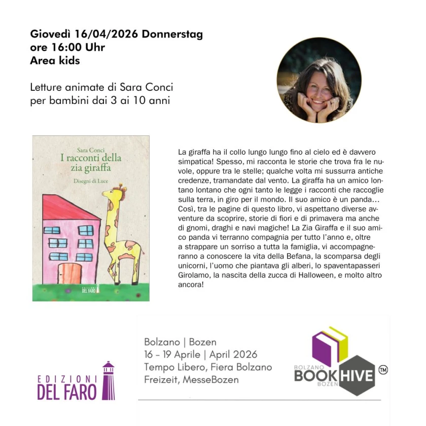 "I racconti della zia giraffa" al BookHive di Bolzano