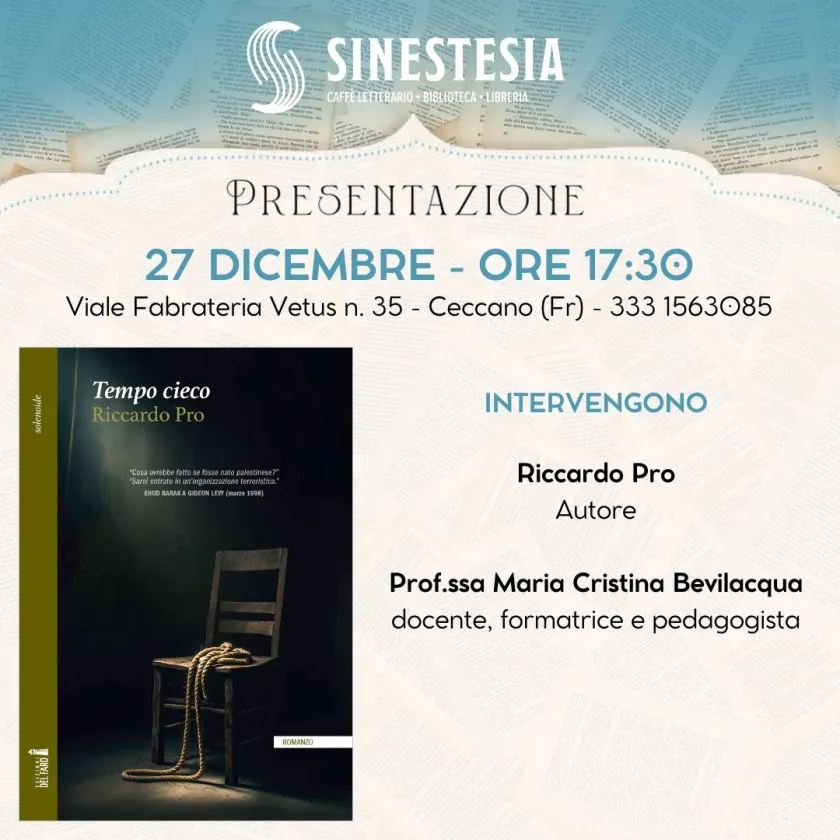 Riccardo Pro presenta "Tempo cieco", il suo ultimo romanzo