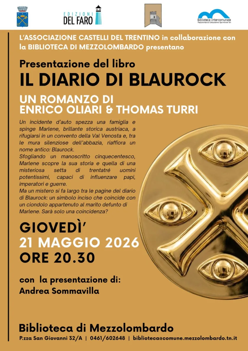 "Il diario di Blaurock" arriva in biblioteca a Mezzolombardo (TN)