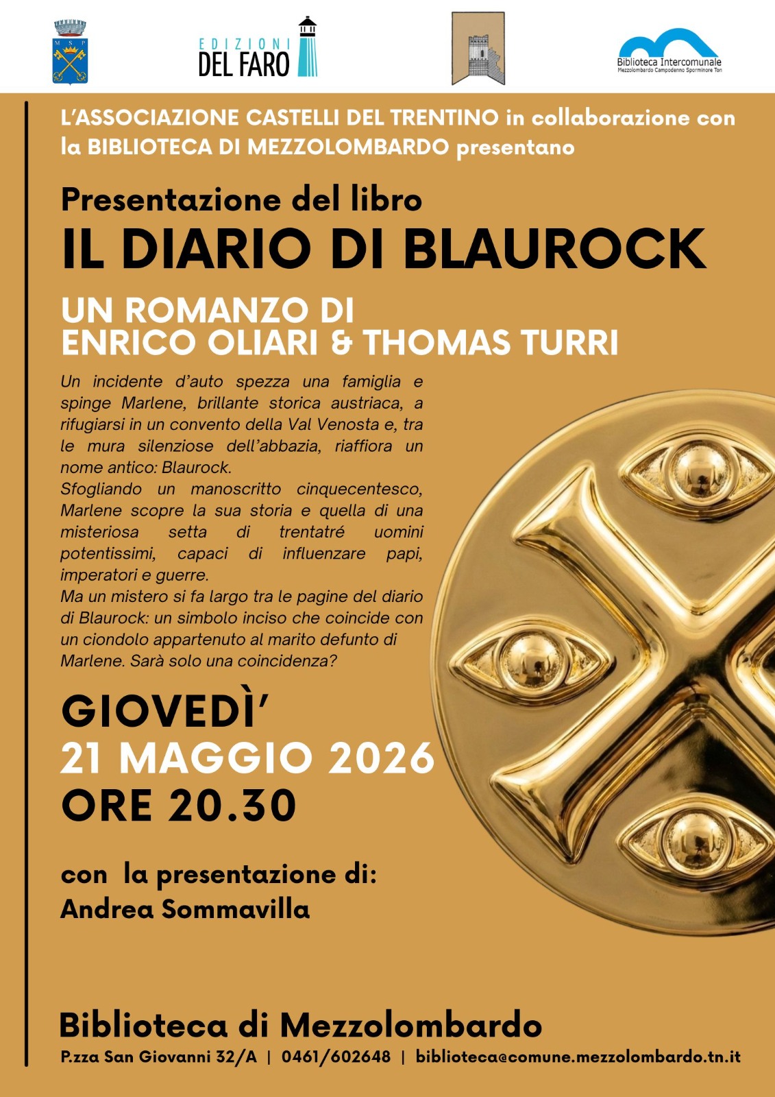 "Il diario di Blaurock" arriva in biblioteca a Mezzolombardo (TN)