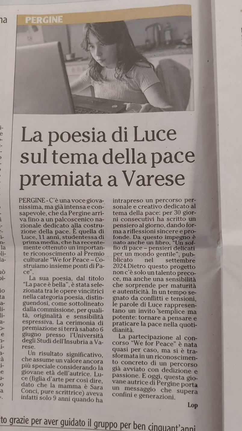 Un articolo dedicato alla poesia di Luce sull quotidiano L'Adige