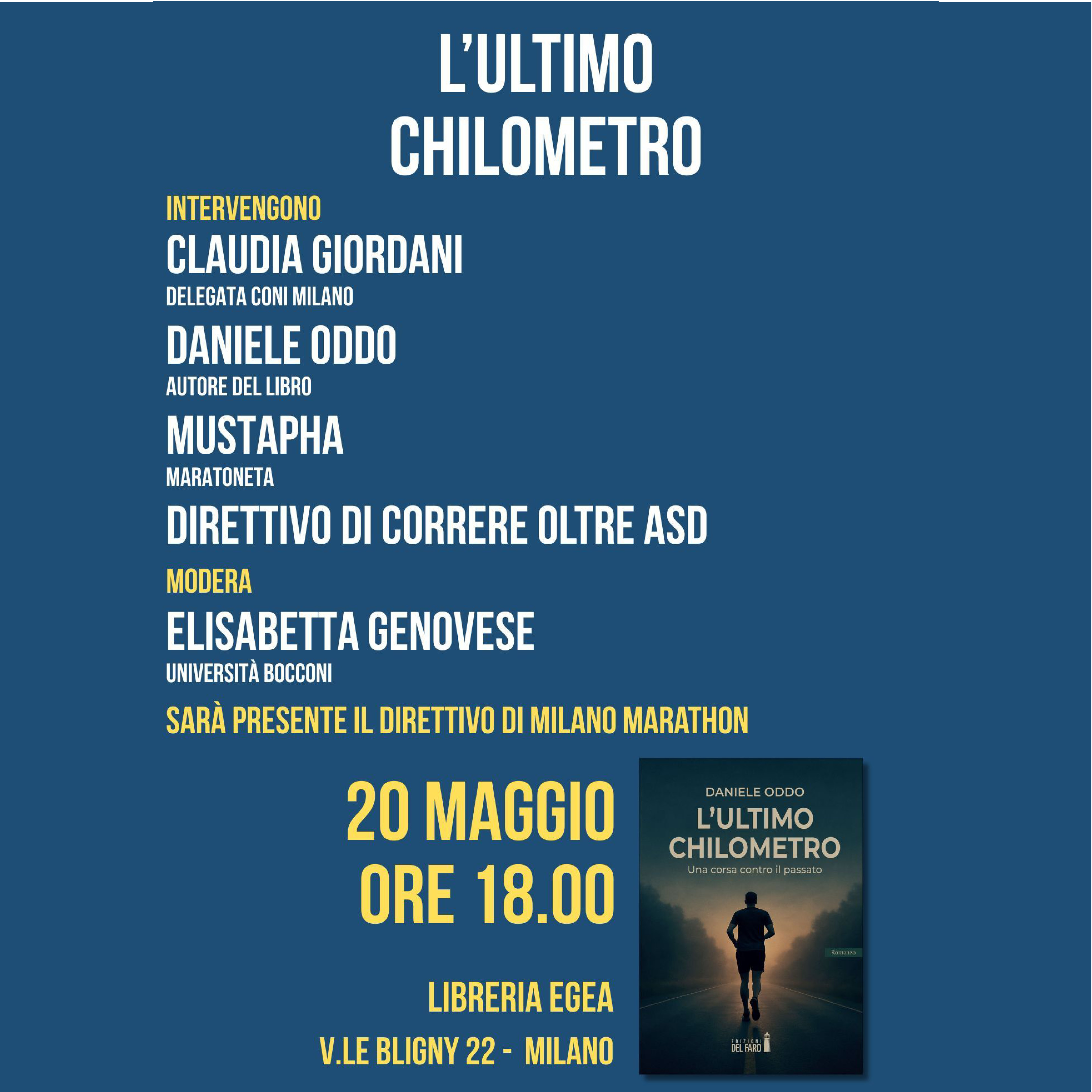 "L'ultimo chilometro" di Daniele Oddo alla libreria Egea alla Bocconi di Milano