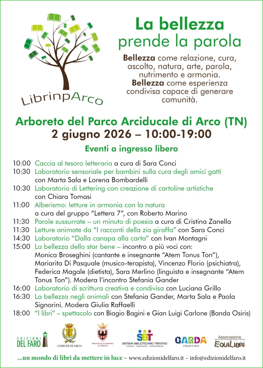 LibrinpArco: la bellezza prende la parola all'Arboreto di Arco (TN) il 2 giugno