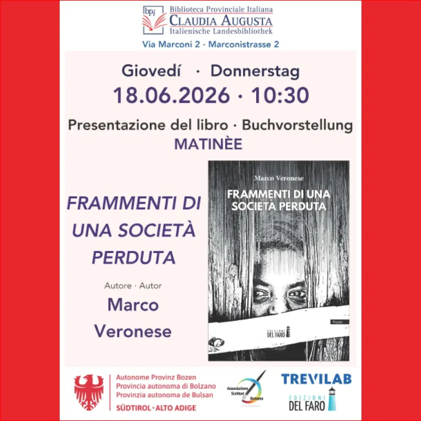 Al Centro Trevi di Bolzano la presentazione della silloge di Marco Veronese