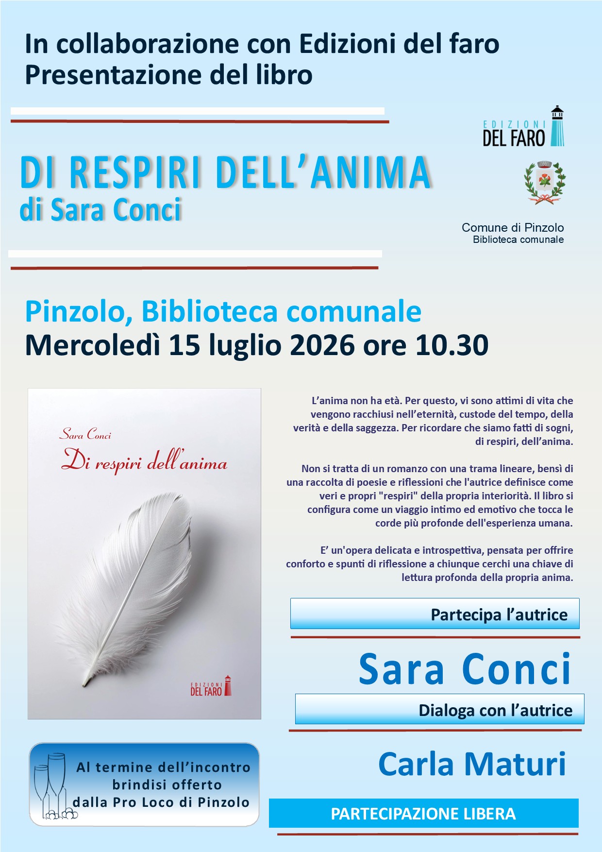 "Di respiri dell’anima" a Pinzolo: Carla Maturi in dialogo con l'autrice Sara Conci