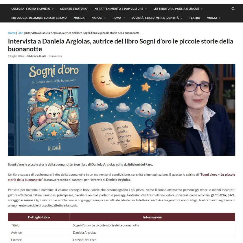 Intervista a Daniela Argiolas autrice del libro "Sogni d’oro"