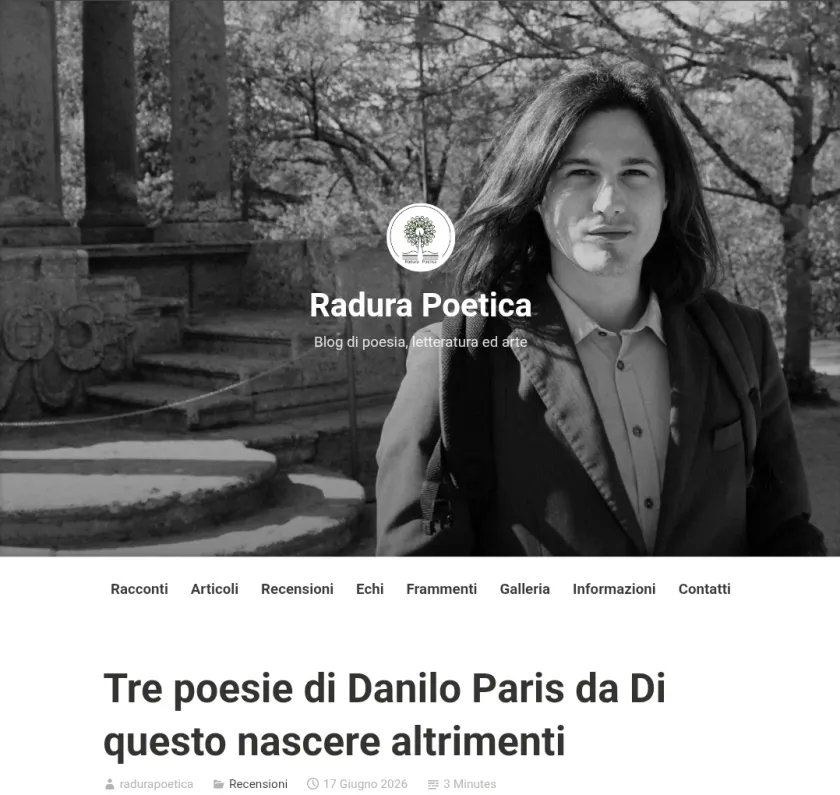 Tre poesie da "Di questo nascere altrimenti" recensite su Radura Poetica