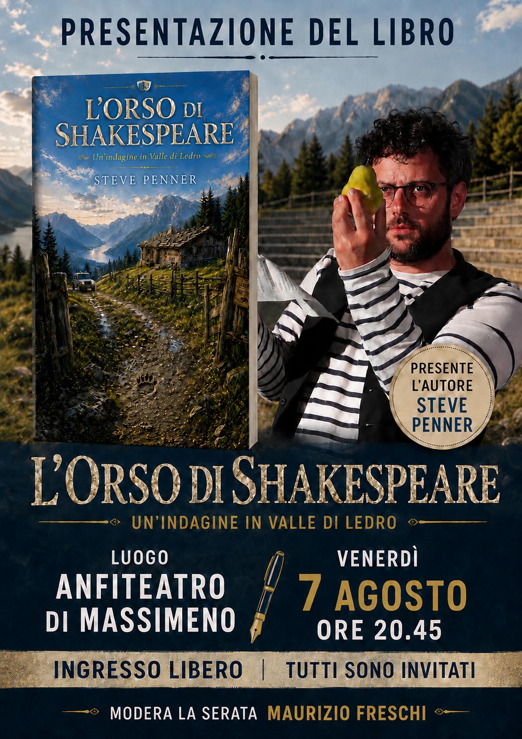Presentazione a Massimeno del giallo di Steve Penner: "L'orso di Shakespeare"