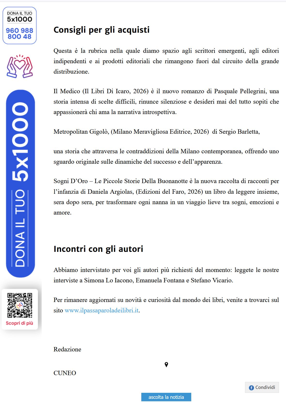 Consigli per gli acquisti: "Sogni d’oro"