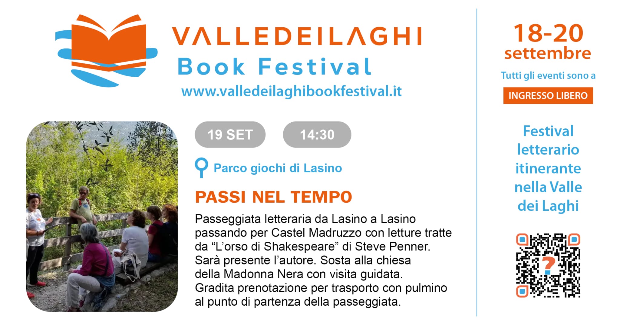 Passeggiata letteraria per Valle dei Laghi Book Festival in compagnia dell'orso di Shakespeare