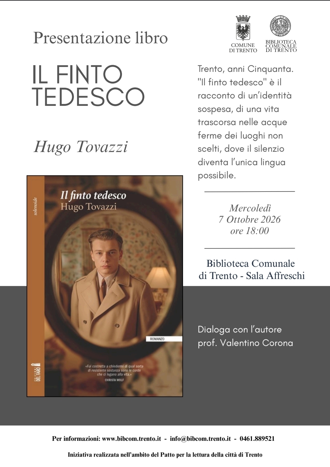 Presentazione de "Il finto tedesco" alla Biblioteca Comunale di Trento, sala Affreschi