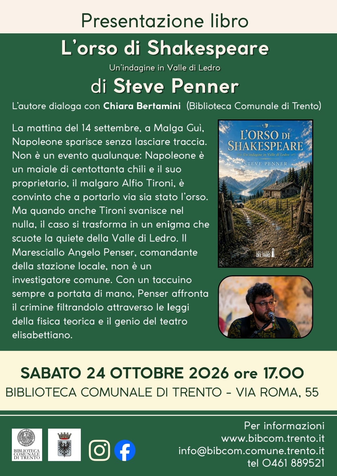 Presentazione de "L'orso di Shakespeare" in Biblioteca Comunale a Trento