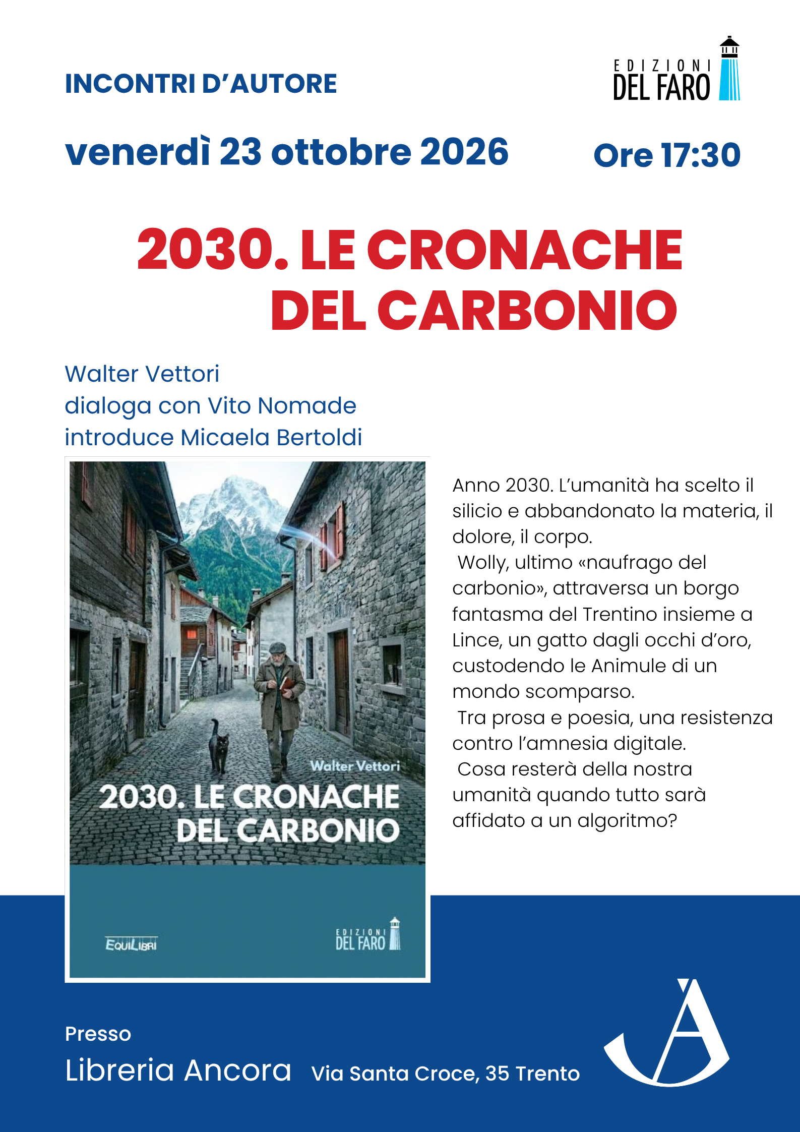 Presentazione del libro "2030. Le Cronache del Carbonio" di Walter Vettori a Trento presso la libreria Ancora