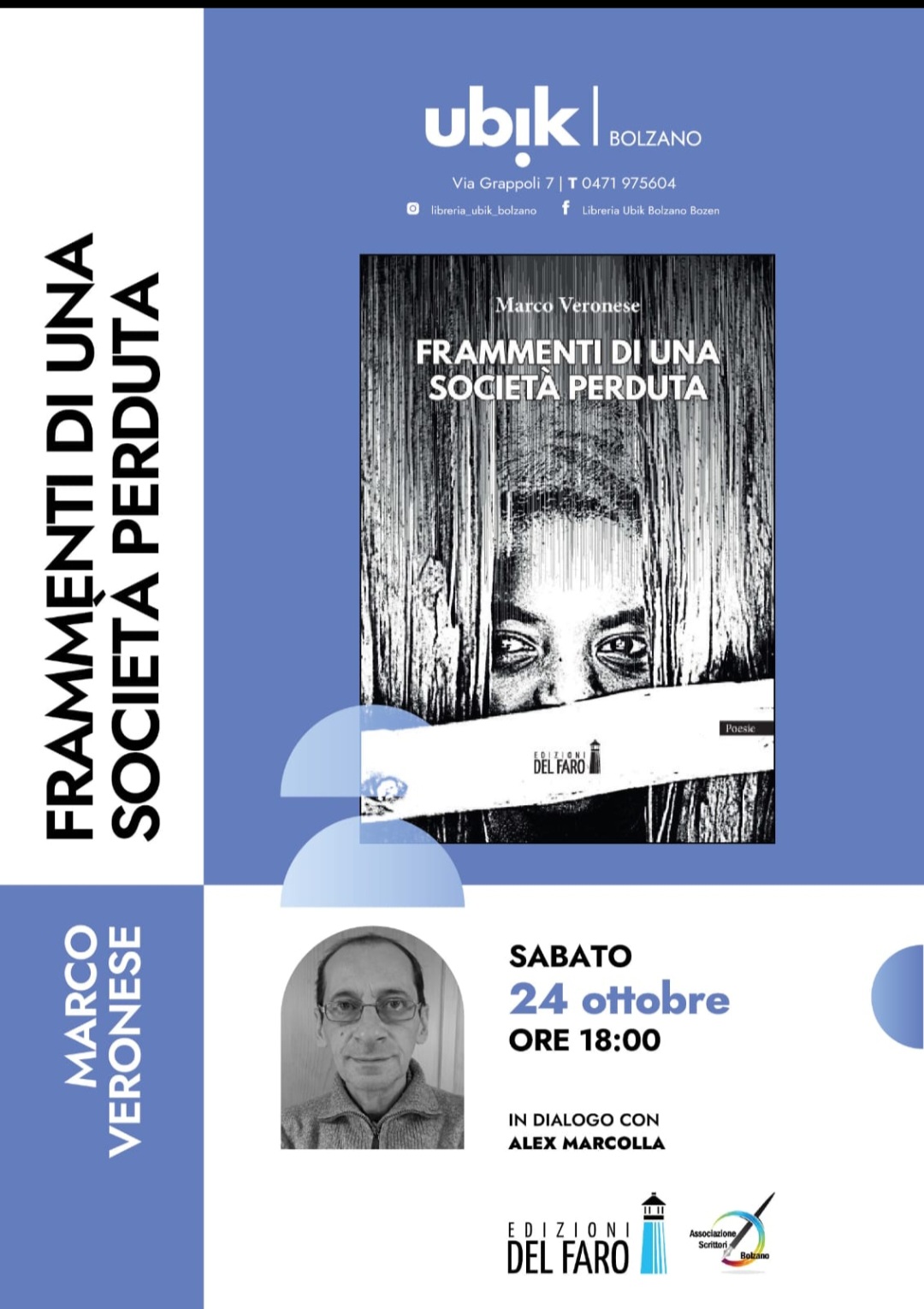 Presentazione della silloge "Frammenti di una società perduta" presso Libreria Ubik Bolzano