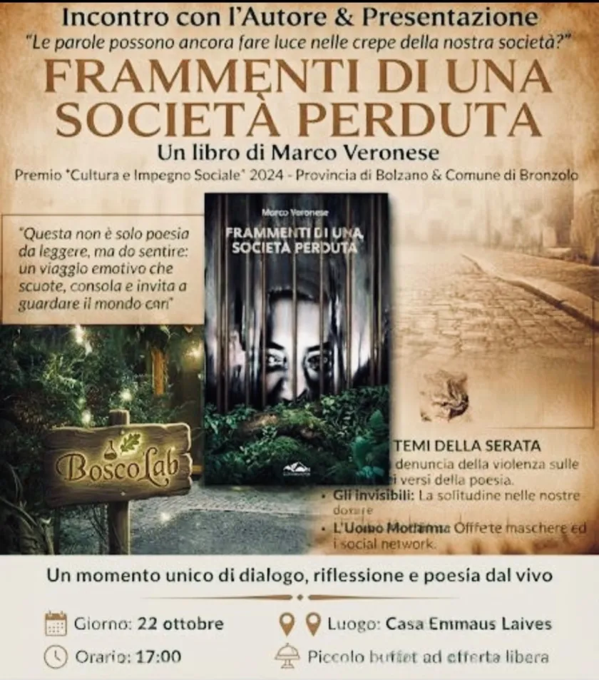 Presentazione della silloge di Marco Veronese presso Casa Emmaus Laives (BZ)