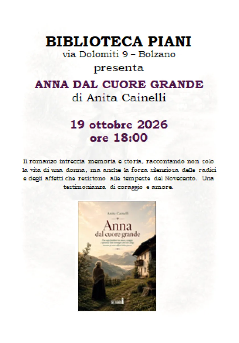 Presentazione di "Anna dal cuore grande" di Anita Cainelli