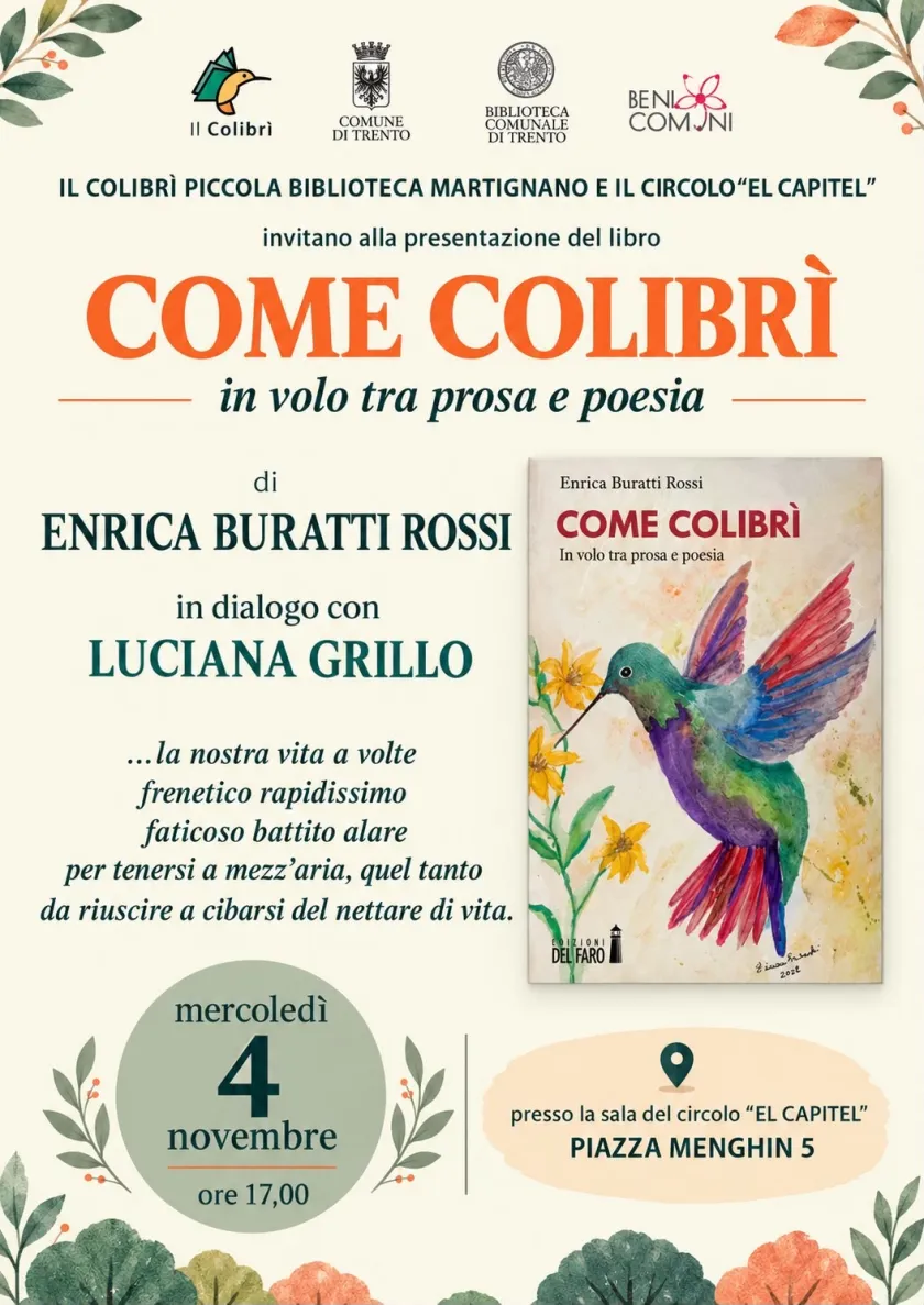 Presentazione del libro “Come colibrì”